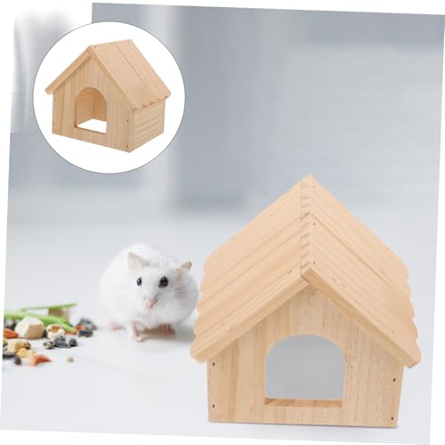 LOORGVEL Holz Hamsterhaus mit Dach Dunkler Rückzugsort Kleintier Versteck für Zwerghamster Meerschweinchen und Chinchilla Spiel und Schlafhaus Kleintierzubehör von LOORGVEL