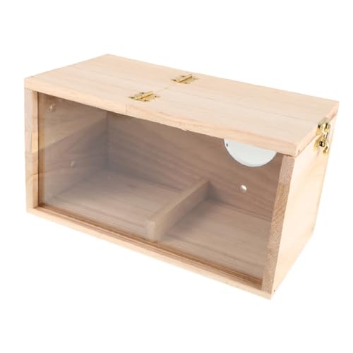 LOORGVEL Holz Nistkasten mit Transparentem Acrylfenster Vogelhaus Brutkasten für Wellensittiche Nymphensittiche Kanarienvögel Handgefertigter Papageien Nistplatz Geeignet für Balkon Garten von LOORGVEL