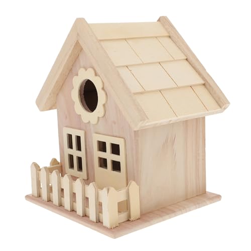LOORGVEL Holz Vogelhaus mit Breitem Eingang und Fenstern DIY Graffiti für Garten und Outdoor Unterkunft für Kleine Wie Kanarienvögel und Papageien Bastelidee für Vogelzubehör LOORGVEL Holz Vogelhaus mit Breitem Eingang und Fenstern DIY Graffiti für Garten und Outdoor Unterkunft für Kleine Wie Kanarienvögel und Papageien Bastelidee für Vogelzubehör von LOORGVEL
