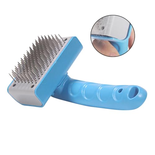 LOORGVEL Hundebürste mit Selbstreinigungsknopf Zupfbürste für Hunde mit Rutsch Griff Tiefenwirksame Fellpflege und Massage zur Entfernung von Losem Fell und Unterwolle Komfortabel und von LOORGVEL