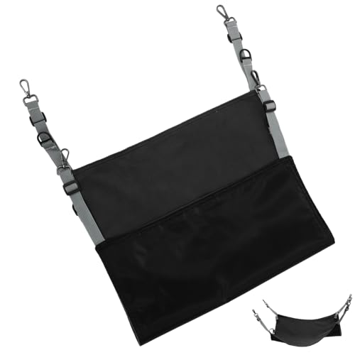 LOORGVEL Katzenhängematte für Große Katzen mit Verstellbaren Gurten Weiches Atmungsaktives Tierbett für Käfig und Outdoor Waschbar Schwarz von LOORGVEL