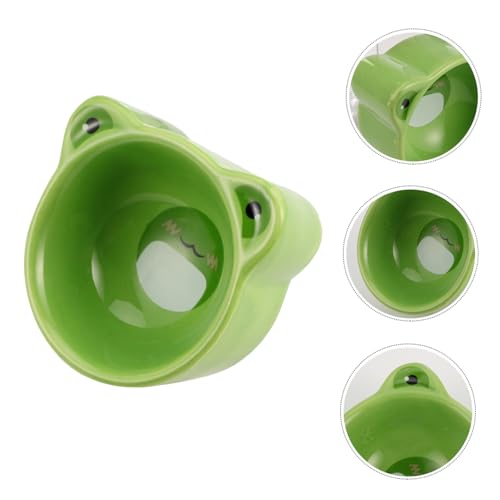 LOORGVEL Keramik Futternapf für Kleine Haustiere mit Kippschutz Funktion Rutschfester Futternapf für Hamster Meerschweinchen und Kleintiere Cartoon Frosch Motiv Spülmaschinenfest und von LOORGVEL