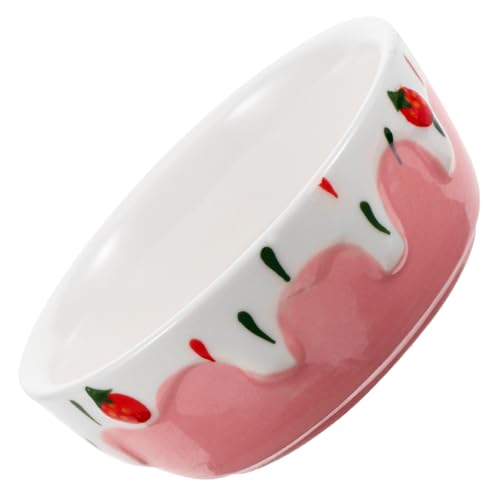 LOORGVEL Keramik Futternapf für Kleintiere rutschfest Stabil Hamster Napf Kaninchen Futterstation Anti kippbar Rosa Obstdesign Kleine Futterschale von LOORGVEL