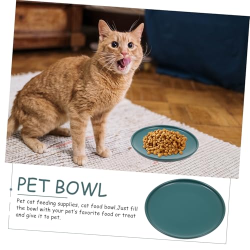 LOORGVEL Keramik Katzenfutternapf mit Schutz gegen Verschütten Flache Haustierschüssel Leicht zu Reinigen Grüner Katzennapf für Futter und Wasser Geeignet für Katzen und Kleine Haustiere von LOORGVEL