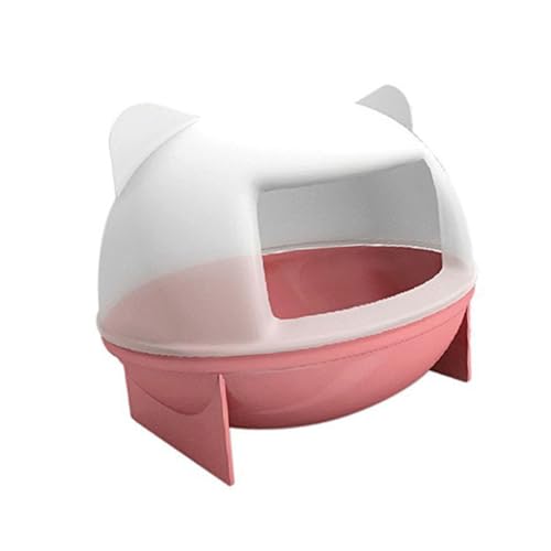 LOORGVEL Kleintier badehaus mit Katzenohren Design Langlebig und Leicht zu Reinigen Geeignet als Hamster sandbad und Sauna Komfortables Kleines Haustierhaus in Zartem Rosa für Maus von LOORGVEL