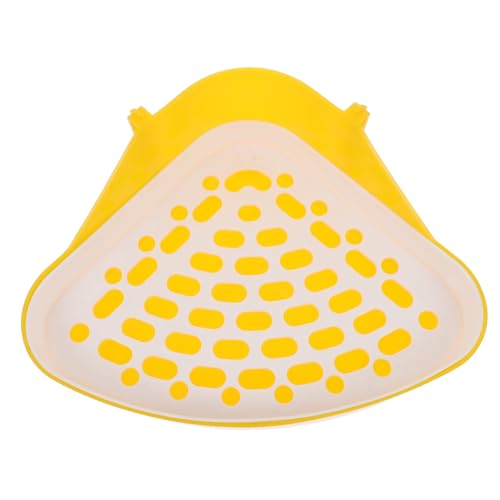 LOORGVEL Kleintier-ecktoilette aus Robustem Kunststoff mit Abnehmbaren Gittern Geruchsreduzierend Geeignet für Kaninchen Meerschweinchen Chinchilla und Hamster Einfach zu Reinigen Gelb von LOORGVEL