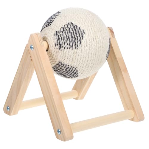 LOORGVEL Kratzball aus Natürlichem Sisal mit Stabiler Holzbasis Interaktives Katzenspielzeug zur Krallenpflege und Möbelprotektion Geeignet für Kleine und Mittelgroße Katzen im Innenbereich von LOORGVEL