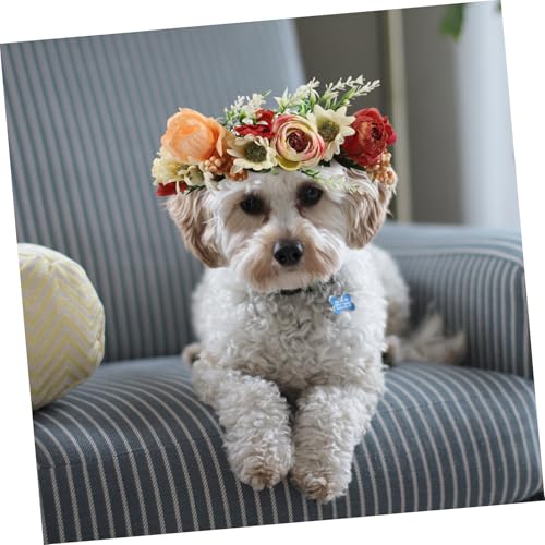 LOORGVEL Künstliches Blumen-hundehalsband Verstellbar Dekorativer Hochzeitsblütenkranz für Hunde Eleganter Blumenschmuck für Fotoshootings und Festliche Anlässe Komfortabel und Stilvoll von LOORGVEL
