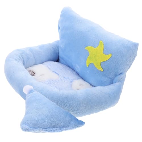 LOORGVEL Kuschelweiches Haustierbett für Meerschweinchen Hamster und Sugar Glider Kleines Warmes Versteck Winddichtes Nest Plüschhaus für Kleintiere Blau S von LOORGVEL