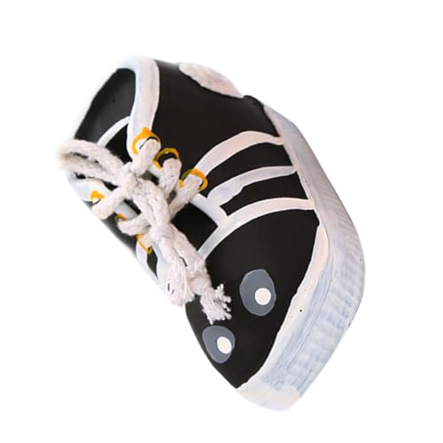 LOORGVEL Langlebiges Hundekauspielzeug Schuhform mit Quietschfunktion Robustes Latex molaren Zahnreinigung Interaktives Kauspielzeug für Welpen und Aggressive Kauer Schwarzes Pet Cleaning von LOORGVEL