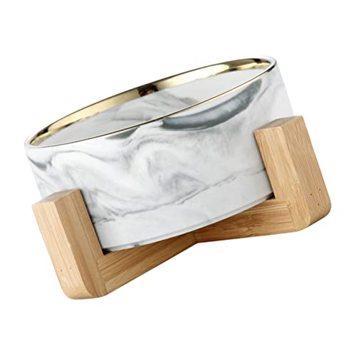 LOORGVEL Marbled Pet Bowl mit Holzständer Nordic Style Futternapf für Kleine Hunde und Katzen rutschfest Langlebig Glatte Kanten Geeignet als Wasser und Futternapf LOORGVEL Marbled Pet Bowl mit Holzständer Nordic Style Futternapf für Kleine Hunde und Katzen rutschfest Langlebig Glatte Kanten Geeignet als Wasser und Futternapf von LOORGVEL