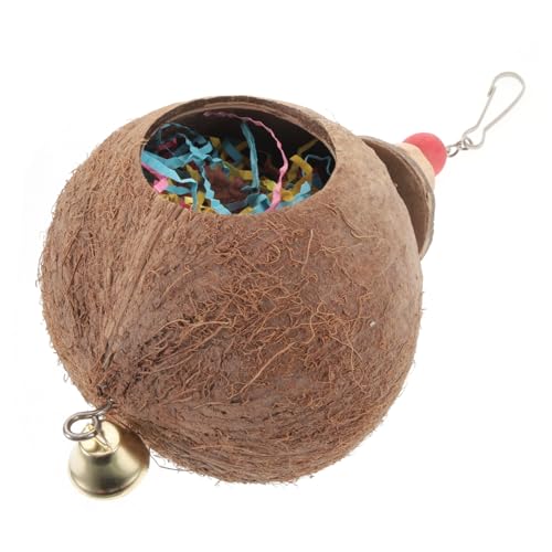 LOORGVEL Natürlicher Kokosnussschalen Kauspielzeug für Vögel Papageien Wellensittiche Umweltfreundliches Hängespielzeug zum Klettern und Nagen Installieren im Käfig Geeignet für Kleine von LOORGVEL