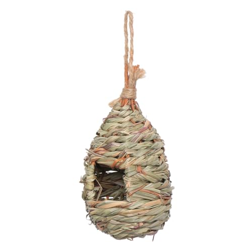 LOORGVEL Natürliches Handgewebtes Gras Vogelhaus Nistkasten zum Aufhängen Leicht und Langlebig Wetterfestes Vogelnest mit Zwei Einfluglochgrößen für Garten und Wildvögel von LOORGVEL