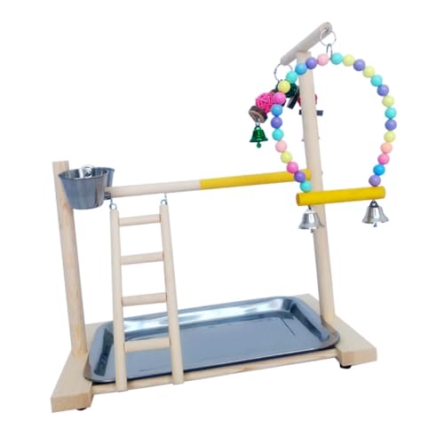 LOORGVEL Parrot Standing Rack aus Holz mit Buntem Design Trainingsspielzeug für Vögel Fördert Balance und Koordination Geeignet für Papageien und Wellensittiche Kletter Zufällige Farbe von LOORGVEL