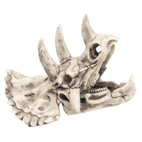 LOORGVEL Realistische Dinosaurier schädel Aquarium Deko aus Resin Versteck Höhle für Kleine Fische Langlebige Aquarienlandschaft Ornament Einzigartige Dekoration für Fischbecken und von LOORGVEL