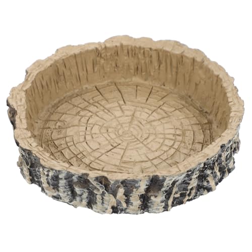 LOORGVEL Reptilien Futternapf aus Baumrinden Optik Futter Wasserschale für Schildkröten Echsen und Kriechtiere Langlebiger Futterbehälter für Terrarien Einfach zu Reinigen von LOORGVEL
