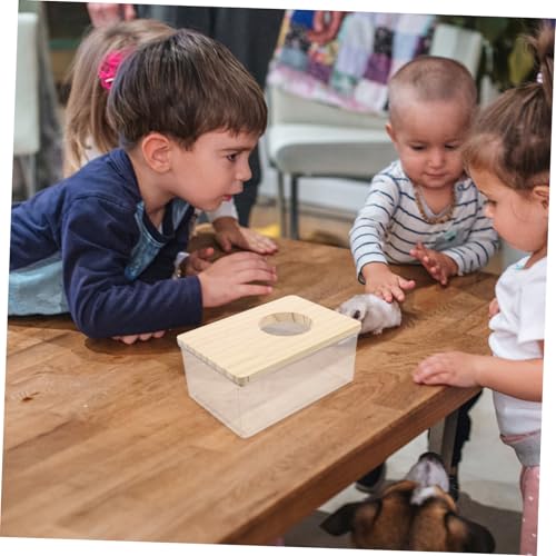 LOORGVEL Transparentes Hamster Sandbad aus Großes Sandbad für Kleintiere Geräumiges Hamsterhaus mit Holzrahmen Geeignet für Hamster Rennmäuse und Lemminge Kleine Tierbadebox von LOORGVEL
