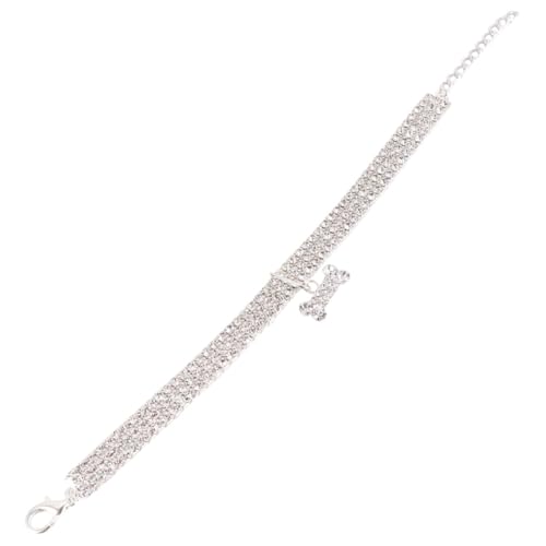 LOORGVEL Verstellbares Hunde Halsband mit Funkelnden Strasssteinen Weiße Hundehalskette mit Kettenverschluss Langlebiges Bequemes Haustier Zubehör für Spaziergänge und Outdoor Sport von LOORGVEL