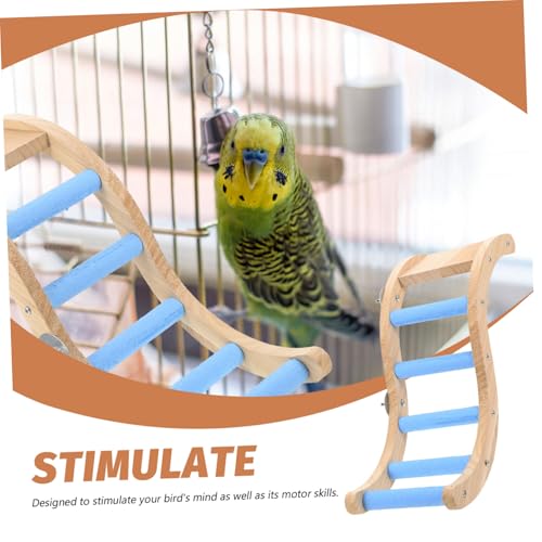LOORGVEL Vogelkäfig Kletterleiter aus Holz für Wellensittiche Papageien Nymphensittiche Indoor Vogelzubehör Robustes Beißspielzeug zur Beschäftigung und Krallenpflege in Blau von LOORGVEL