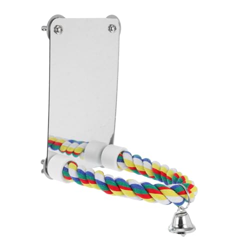 LOORGVEL Vogelsitzstange mit Spiegel und Glocke Interaktives Papageienspielzeug aus Robustem Baumwollseil Geeignet für Wellensittiche Nymphensittiche und Mittelgroße Vögel Fördert Kauen und LOORGVEL Vogelsitzstange mit Spiegel und Glocke Interaktives Papageienspielzeug aus Robustem Baumwollseil Geeignet für Wellensittiche Nymphensittiche und Mittelgroße Vögel Fördert Kauen und von LOORGVEL