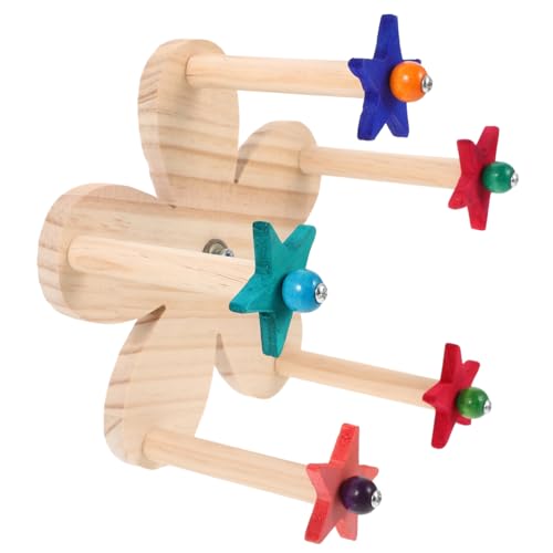 LOORGVEL Vogelspielzeug aus Natürlichem Holz Drehbares Laufrad für Papageien Wellensittiche und Kleine Vögel Kletterspielzeug zur Koordination und Bewegung von LOORGVEL
