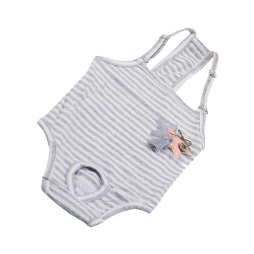 LOORGVEL Waschbare Hundewindel mit Trägern Hygienische und Komfortable Pet Pants für Hündinnen Schützende Periodenunterhose Atmungsaktiv und Wiederverwendbar Graues Streifenmuster von LOORGVEL