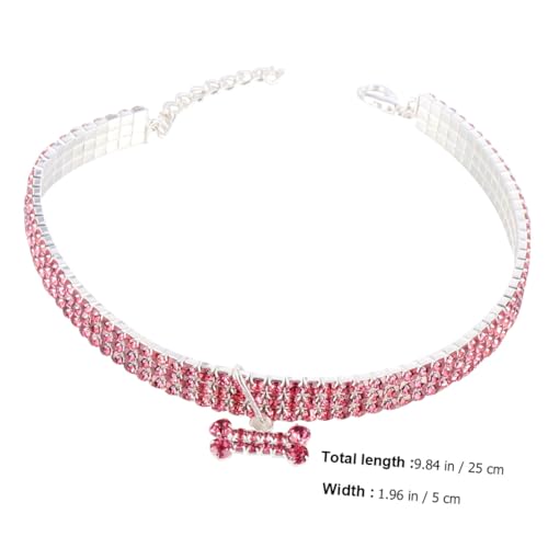 LOORGVEL Wasserdichtes Verstellbares Hundehalsband mit Funkelnden Kristallstrasssteinen Luxuriöses Pinkes Halsband in Bequem und Modisch für Kleine und Mittelgroße Hunde Zubehör für von LOORGVEL
