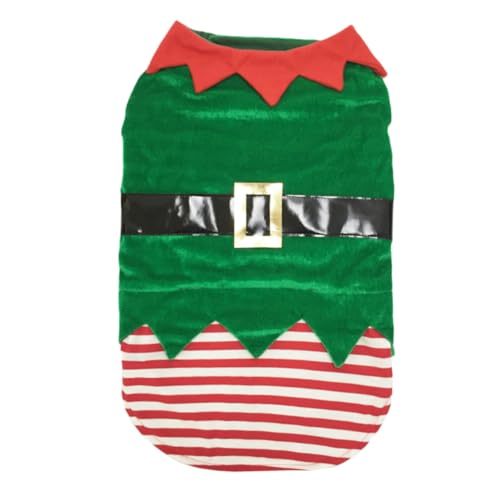 LOORGVEL Weihnachtself Hundekostüm Grün Lässig Weicher Weihnachtsmantel Haustier Hundekleidung für Party Festival Festtagsoutfit von LOORGVEL