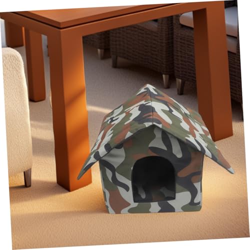 LOORGVEL Wetterfeste Faltbare Katzenhöhle für Draußen mit Isolierender Wärme Erhöhtem Schutz vor Wind und Regen Idealer Rückzugsort für Katzen im Winter Camouflagefarbenes Modell mit von LOORGVEL