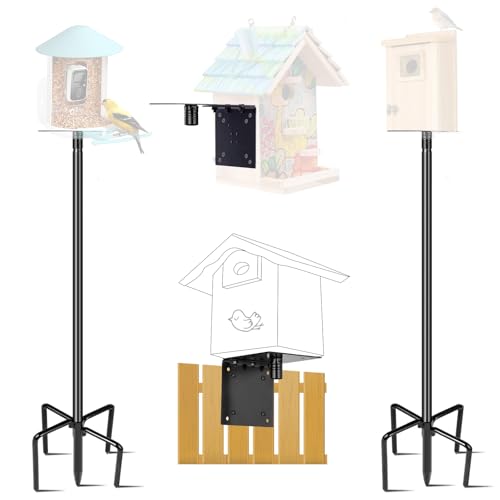 Vogelhaus-Stange, 2 Stück, 270 cm, Vogelhaus-Stangen-Montage-Set mit 5 Zinken für den Außenbereich, Vogelhaus und Vogelfutterspender (ohne Vogelhaus) von LOPANNY