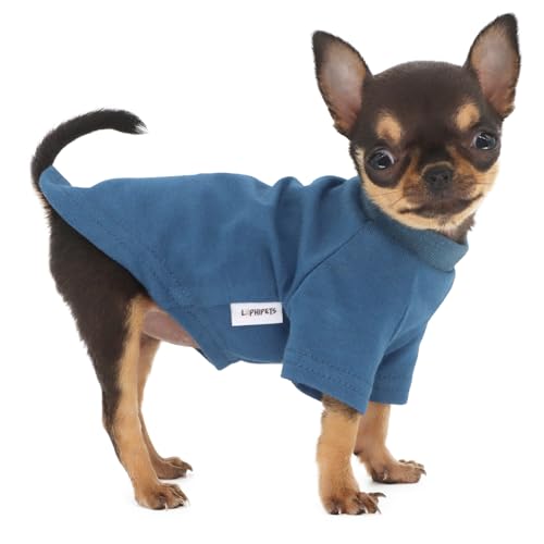 LOPHIPETS Everyday Kurzärmeliges T-Shirt für Chihuahuas, Teetasse, Welpen und kleine Hunderassen, weiche Baumwolle, passend für 0,5–1 kg, Marineblau, Größe XS von LOPHIPETS