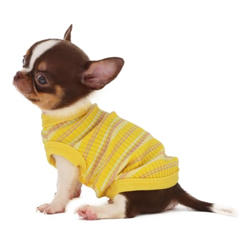LOPHIPETS Geripptes Hunde-Shirt aus 100 % Baumwolle, für kleine Hunde, Teetasse, Chihuahua, Yorkie, Welpen, Tank, Gelb, Größe XXS LOPHIPETS Geripptes Hunde-Shirt aus 100 % Baumwolle, für kleine Hunde, Teetasse, Chihuahua, Yorkie, Welpen, Tank, Gelb, Größe XXS von LOPHIPETS