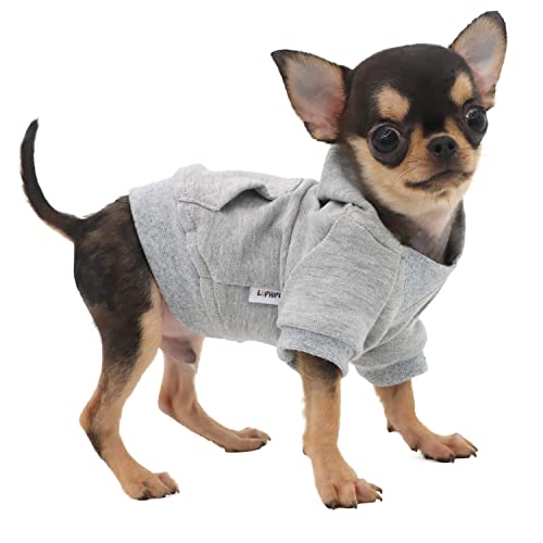 LOPHIPETS Hunde Hoodies Sweatshirts für kleine Hunde Teetasse Chihuahua Yorkie Welpen Kleidung kaltes Wetter Mantel - Grau/XS von LOPHIPETS