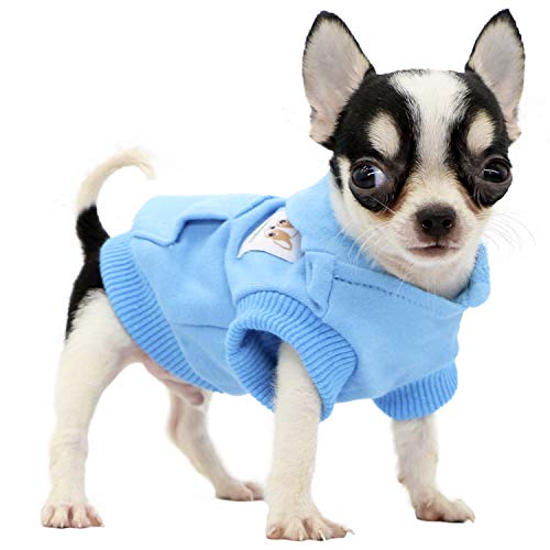 LOPHIPETS Hunde-Kapuzenpullover aus Baumwolle, für kleine Hunde, Chihuahua, Welpen, Kleidung, kaltes Wetter, Cambridge Blau/XXS von LOPHIPETS