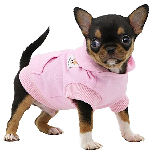 LOPHIPETS Hunde-Kapuzenpullover aus Baumwolle, für kleine Hunde, Chihuahua, Welpen, für kaltes Wetter, Rosa/XS von LOPHIPETS