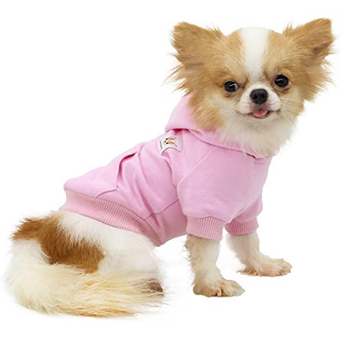 LOPHIPETS Hunde-Kapuzenpullover aus Baumwolle für kleine Hunde, Chihuahua, Welpen, Kleidung, kaltes Wetter, Rosa/L von LOPHIPETS