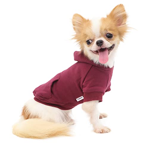 LOPHIPETS Hunde-Kapuzenpullover für kleine Hunde, Chihuahua, Welpen, Kleidung, kaltes Wetter, Mantel, Rot/Größe M von LOPHIPETS