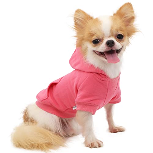 LOPHIPETS Hunde-Kapuzenpullover für kleine Hunde, Chihuahua, Welpenkleidung, kaltes Wetter, Mantel, Rosa/XL von LOPHIPETS