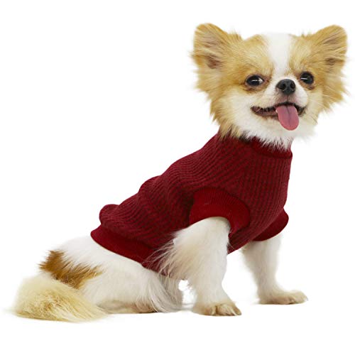 LOPHIPETS Hunde-Pullover für kleine Hunde, Welpen, Chihuahua, Yorkie, kaltes Wetter, Rot/L von LOPHIPETS