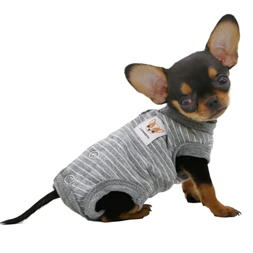 LOPHIPETS Hunde-Shirts für Mädchen und Hunde, Pyjama für kleine Teetasse, Hunde, Chihuahua, Yorkie, Welpen, Katzen, Kleidung, graue Streifen, XS von LOPHIPETS