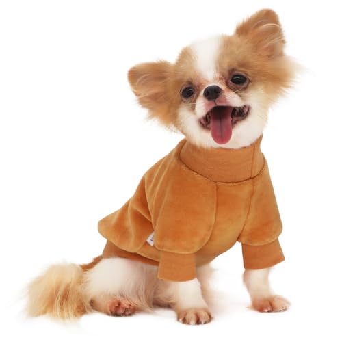LOPHIPETS Hunde-Sweatshirt-Mantel für kleine Hunderassen, mit Fleece gefüttert, passend für 4,5–6,4 kg, Camel, Größe XL von LOPHIPETS