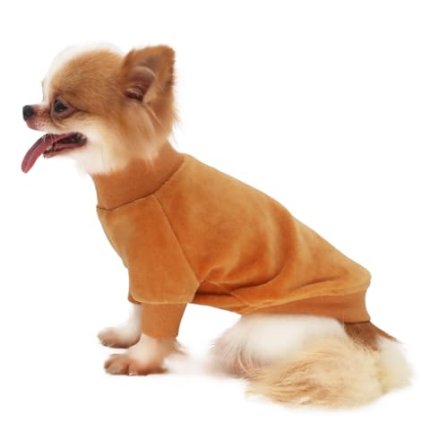 LOPHIPETS Hunde-Sweatshirt-Mantel mit Fleece-Futter für ausgewachsene Chihuahuas und kleine Hunderassen, passend für 2-2,9 kg, Kamel, Größe M von LOPHIPETS