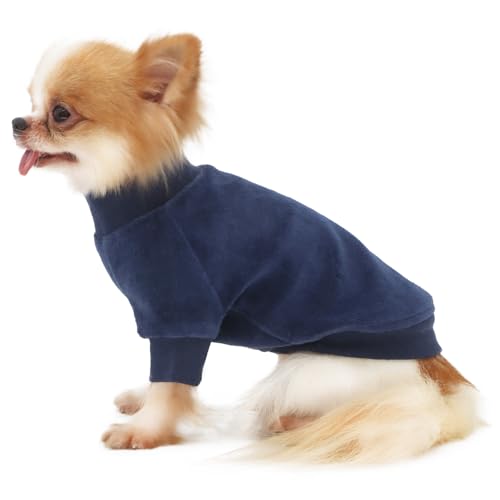 LOPHIPETS Hunde-Sweatshirt-Mantel mit Fleece-Futter für ausgewachsene Chihuahuas und kleine Hunderassen, passend für 2 - 2,9 kg, Marineblau, Größe M von LOPHIPETS