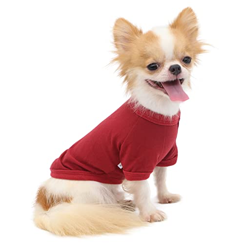 LOPHIPETS Hunde-T-Shirt aus 100 % Baumwolle, für kleine Hunde, Chihuahua, Welpenkleidung, Rot/L von LOPHIPETS