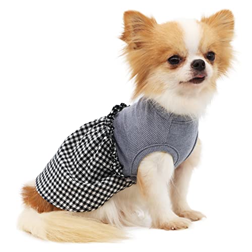LOPHIPETS Hundekleid für kleine Hunde, Chihuahua, Welpen, Katzen, Schwarz und Weiß, kariert, Größe M von LOPHIPETS