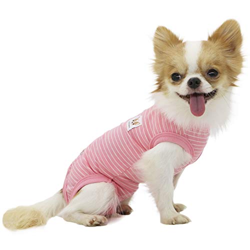 LOPHIPETS Mädchen Hunde Shirts Recovery Suit Pyjama für kleine Hunde Pomeranian Malteser Spielzeug Pudel-Rosa Streifen / M von LOPHIPETS