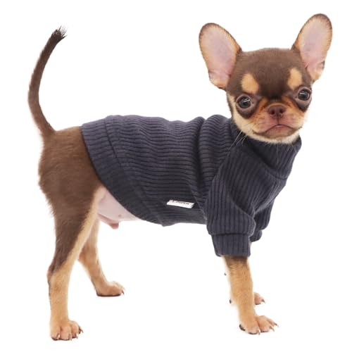 LOPHIPETS Rollkragenpullover für kleine Hunde, für Chihuahua, Yorkie, Welpen, Katzen, Dunkelgrau/XS von LOPHIPETS