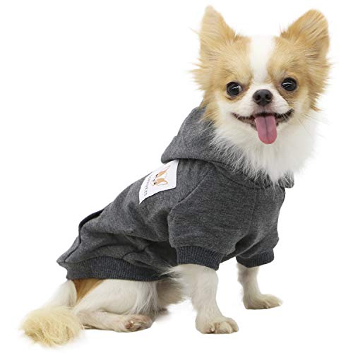 Lophipets Hunde-Kapuzenpullover Hundejacke Hundekleidung aus Baumwolle, für kleine Hunde, Chihuahua, Welpen, für kaltes Wetter, Anthrazit/S Lophipets Hunde-Kapuzenpullover Hundejacke Hundekleidung aus Baumwolle, für kleine Hunde, Chihuahua, Welpen, für kaltes Wetter, Anthrazit/S von LOPHIPETS