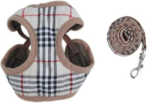 Hundegeschirr und Leine, Adjustable Bands, Breathable Chest Harness with Soft Padding and Ventilation Net for Small Dogs Running, Hiking & Training (A,L) von LOPUCK