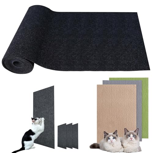 Kratzmatte Selbstklebend Katzen, Kratzwand FüR Katzen, DIY Climbing Cat Scratcher, Kratzmatten FüR Katzen, Kratzmatte Katze Wand Selbstklebend (30 * 200cm,Schwarz) von LOPUCK